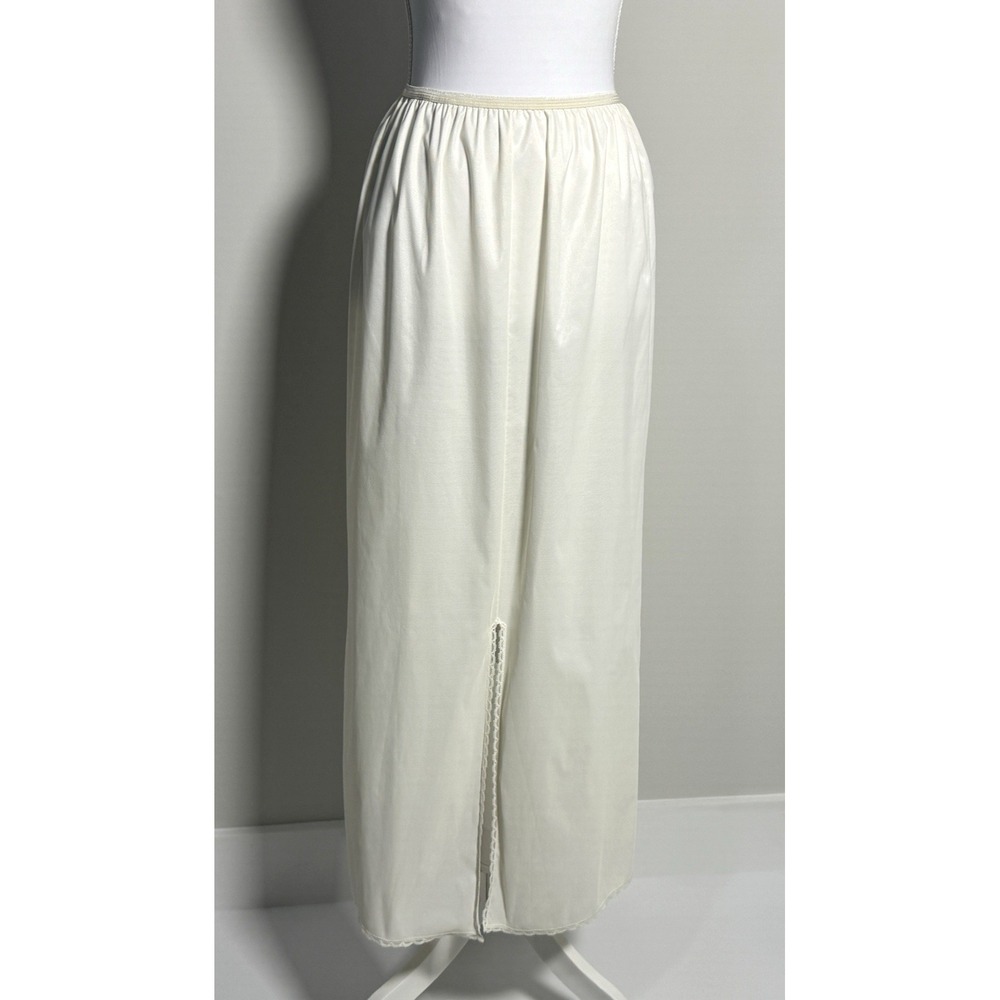 Vintage‎ Vassarette Half Slip White Sz M Ankle Length Front Slit USA Classic